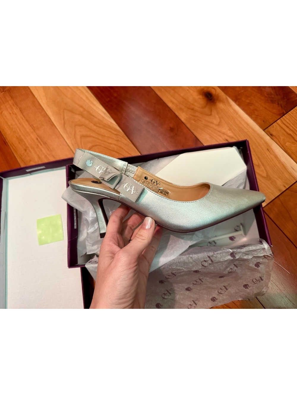 NWT Gloria Vanderbilt ZSA Silver Slingback Heels Size 8.5
